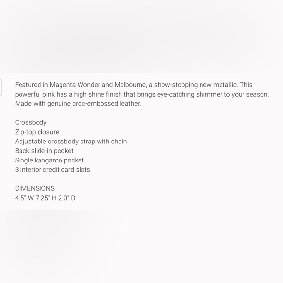 Brahmin Cassia, Magenta Wonderland Melbourne, NWT - Picture 9 of 10